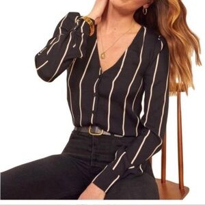 Reformation Annalise Sinatra Stripe Button
Down Top